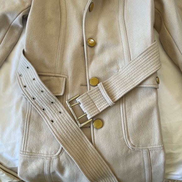 Kenneth Cole long jacket button up with belt - size 4. Will fall about mid thigh - Picture 5 of 16